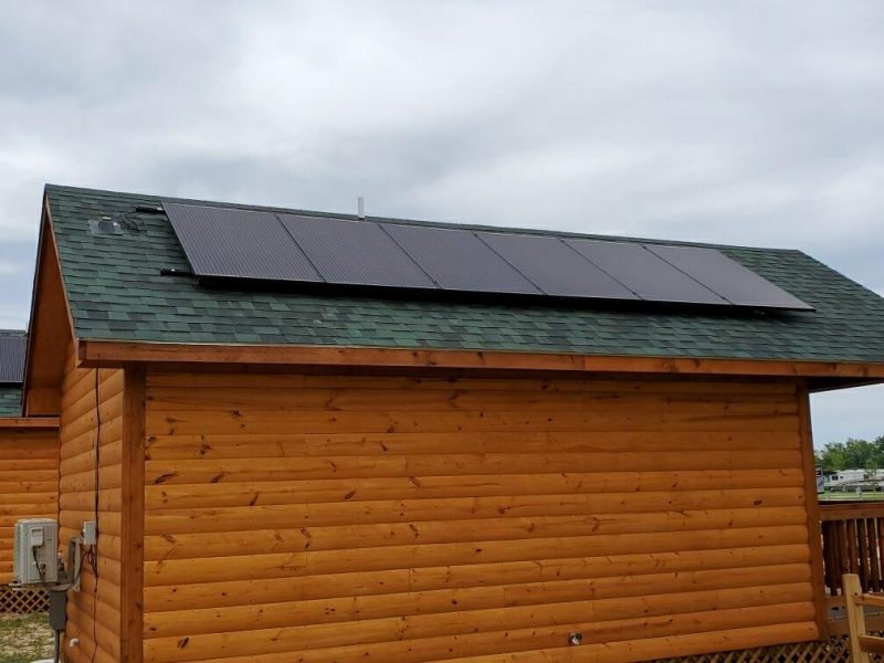 Solar panels on cabins at Silver Spur Resort 