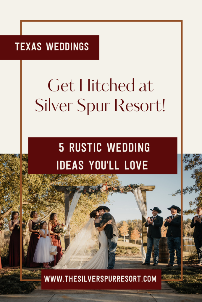rustic style wedding ceremony under an arch at Silver Spur Resort 