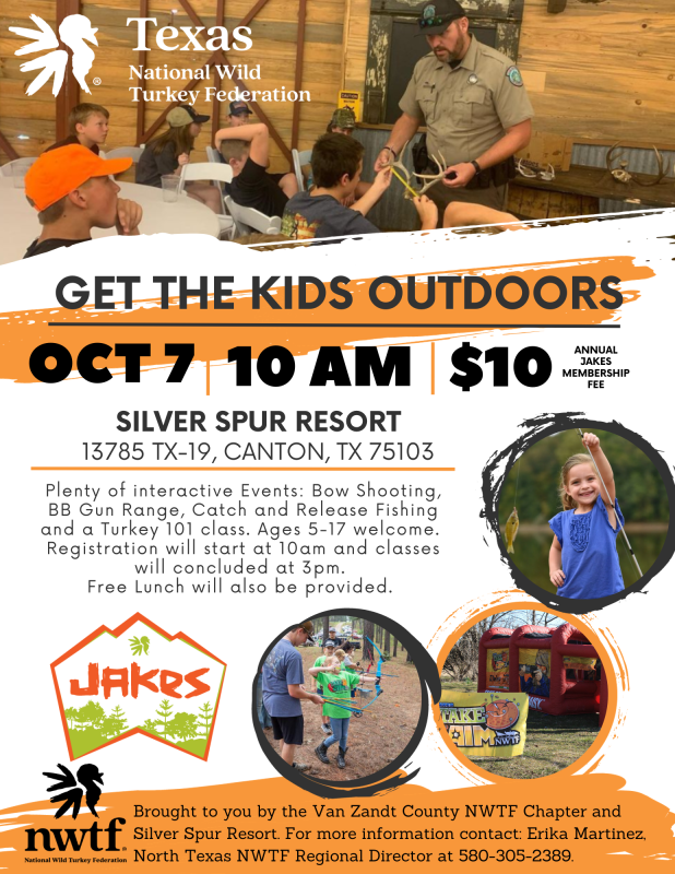 Get the kids outdoors event sponsored by the National Wild Turkey Foundation, Van Zandt County Chapter